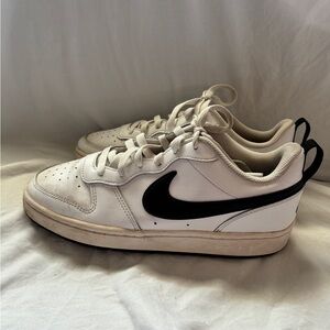 Nike All Day Play, Youth size 7 or Womens size 8.5, White with Black Swoosh